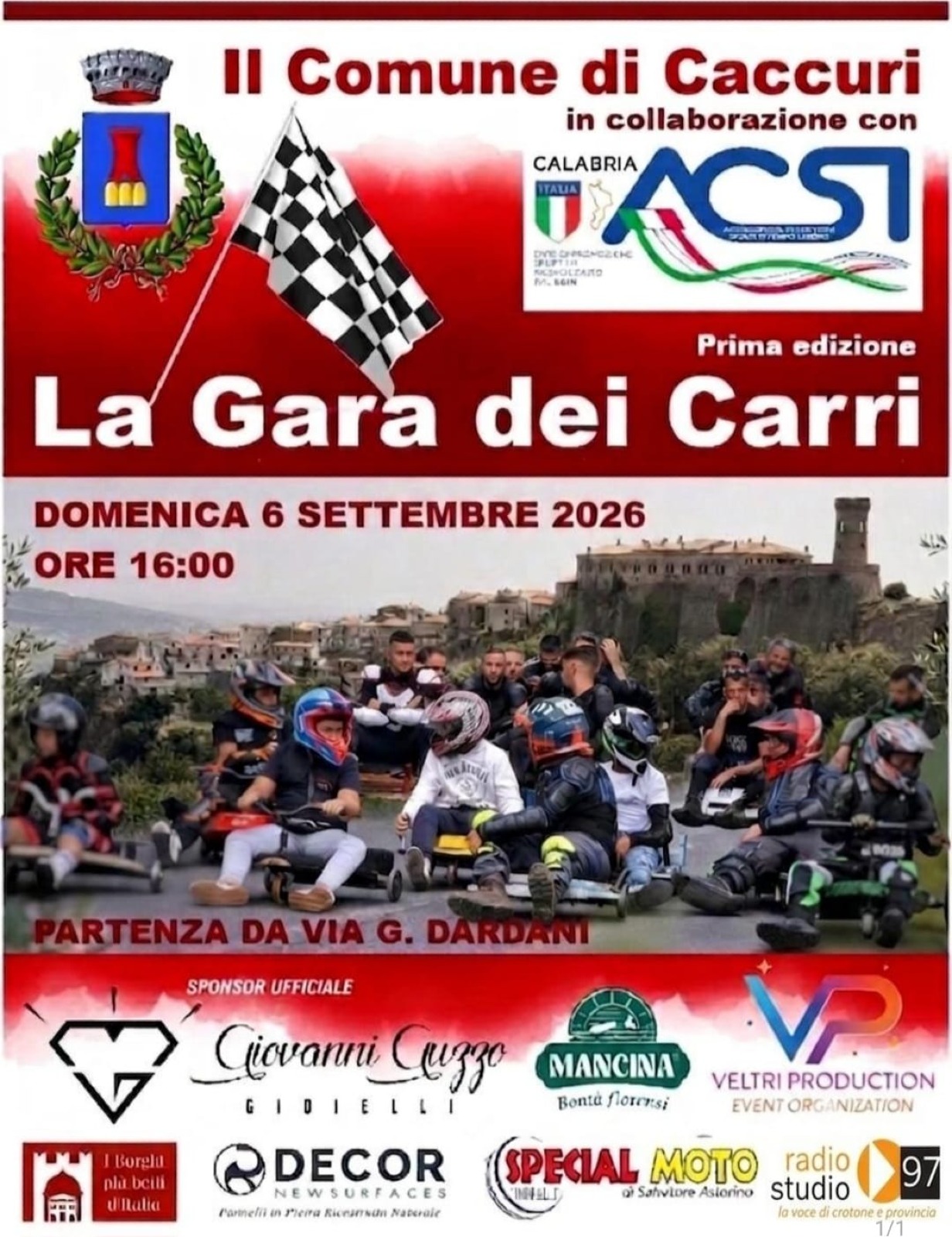 Locandina · Il Comune di Caccuri presenta la 1a edizione della GARA DEI CARRI